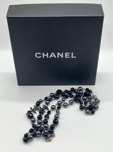 【ITY0M2J7YGZW】CHANEL シャネル 08A ココマーク ブラックパール ビーズ ロング ネックレス 116㎝_画像8