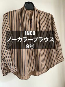 SUPERIOR CLOSET INED ノーカラーストライプブラウス