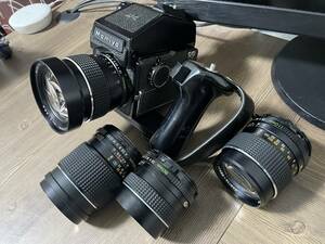 Mamiya　M645　SEKOR　110mm　1:2.8　45mm　1:2.8　80mm　1:2.8　150mm　1:4　　グリップ付　マミヤ　1000S pro super tl 対応レンズ