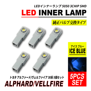 アルファード ヴェルファイア 30 LED インナーランプ アイスブルー 5個