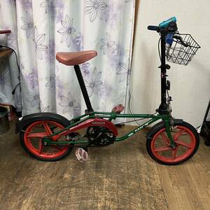 H149 direct transactions (pick up) warm welcome DAHON KIRAda ho n foldable bicycle Old da ho n16 -inch red × green folding bicycle 