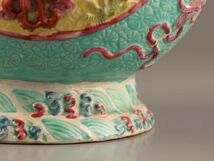 中国古玩 唐物 大清乾隆年製 款 色絵 龍刻 花瓶 細密細工 時代物 極上品 初だし品 C4339_画像8