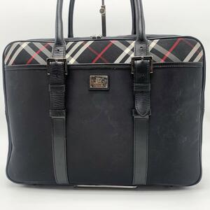 1円【入手困難品】BURBERRY BLACK LABEL バーバリー ブラックレーベル ノバチェック ビジネスバッグ ブラック 黒 A4 メンズ ビジネス 