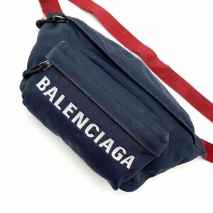 1円【S級美品 入手困難品】BALENCIAGA バレンシアガ ウィール ウエストポーチ ボディバッグ ショルダーバッグ 肩掛け 斜め掛け メンズ 