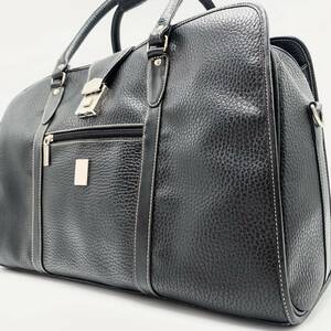 1円【入手困難品】定価14万 dunhill ダンヒル ロック式 ボストンバッグ ショルダーバッグ 大容量 肩掛け メンズ ビジネス ブラック 黒