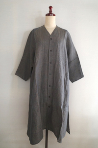Babaghuribabag-li( Indigo dyeing × persimmon . dyeing )linen. tree . long jacket flax 100% tunic feather woven /JURGEN LEHL Jurgen Lehl 