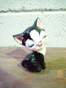 ◇猫 置物/陶器 子ネコ キャット アニマル 動物 飾り物 オブジェ 昭和レトロ レトロポップ インテリア雑貨 