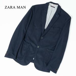 １円出品■ZARA MAN ニット テーラード ジャケット ネイビー 46(M) 春ジャケ