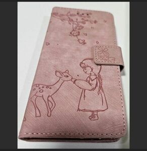  Samsung Galaxy S9 SC-02K /SCV38 ケース 手帳型 スマホケース 　ピンク　レザー女の子鹿 