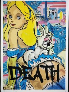 世界限定100枚 DEATH NYC アートポスター 18 不思議の国のアリス Disney ディズニー 白うさぎ Banksy バンクシー ポップアート