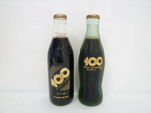 61493◆2本セット 未開栓 Coca Cola/コカ・コーラ 100周年記念 300ml 190ml ゴールドラベル フロスティ ボトル 愛されて、さわやか100年◆