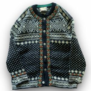 231229AAA2● DALE OF NORWAY Nordic Cardigan (M) ノルディックカーディガン ビンテージ vintage 総柄 カーディガン バーズアイ