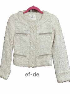 【ef-de】ツィードジャケット　ホワイト　サイズ7(s〜mくらい)