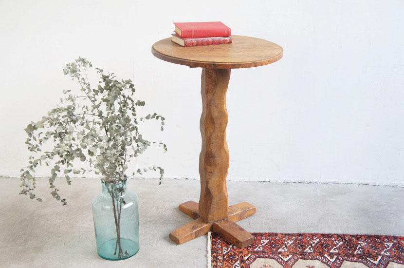 프랑스 앤티크 원시 카페 테이블/원목 참나무/아뜰리에/도색되지 않은/의류 비품/서클/아틀리에/프랑스/작업 테이블, 수제 작품, 가구, 의자, 테이블, 책상