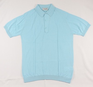新品 John Smedley　ジョンスメドレー 最高級シーアイランドコットン Lサイズ ポロシャツ　BLUE SPRING