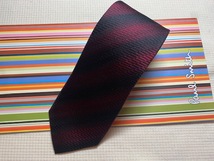 Paul Smith ポールスミスMade in Italy ネクタイエンジ黒赤柄シルク100_画像1