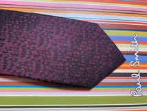 Paul Smith ポールスミスMade in Italy ネクタイエンジ赤ドット模様柄シルク100_画像3