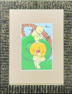 Art hand Auction [FCP] Autenticidad garantizada Toyoko Azeji Pintura en vidrio SM Madre e hijo ③ Co-pegatina Padre Umetaro Azeji, cuadro, pintura al óleo, retrato