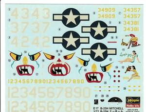 ★即決★ 1/72 ハセガワ デカール ノースアメリカン B-25H ミッチェル ソリッドノーズ ‘EATIN’KITTY’,’Leroy’s Joy’&’DOG DAIZE’