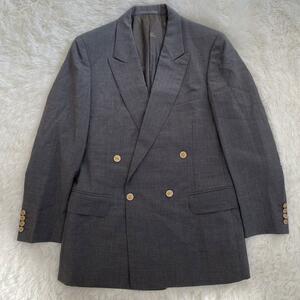 バーバリー Burberry ダブルテーラードジャケット M ウール モヘヤ混 ダブルブレスト 金ボタン ライトグレー系 古着 ヴィンテージ