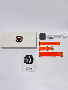 [YON-A61227004] W69 スマートウォッチ オレンジ アプリ 運動 通話 通知 音楽 音声アシスト 電卓 タイマー 健康 通知 カメラ操作