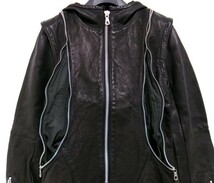 新品★bluten blatt★ブリューテンブラッド★レザージャケット★レザーベスト ジレ★2way★M★ブラック★フーデッドブルゾン_画像5