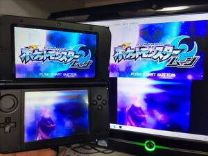 ★美品★ ゲーム実況 3DSLL 『キャプチャー機能付き』ブラック 偽トロ 本体 PCとの接続用ケーブル　★保証有★