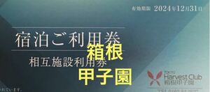 最新　2024年　東急ハーヴェストクラブ 箱根甲子園　相互施設利用券