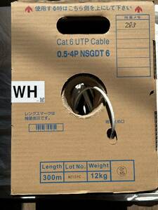 日本製線　Cat6 UTPケーブル　0.5-4P NSGDT 6(WH)残283m巻◇1箱　箱入り残ケーブル