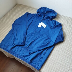 未使用 タグ付 ユニクロ UNIQLO ポケッタブル UVカット パーカ 3Dカット メンズ XL 65 blue 収納袋●ネコポス 送料無料