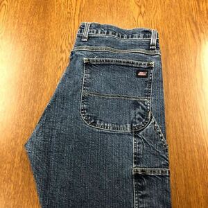 【FB019】Dickies W36 L30 色落ち加工 イエローオーバーダイ デニムペインターパンツ ワークパンツ ストレッチ生地 ブランド古着 送料無料