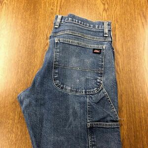 【FB021】Dickies W34 L30 デニムペインターパンツ ワークパンツ ストレッチ生地 メンズブランド古着 ディッキーズ 送料無料