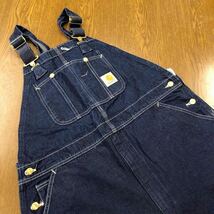 【FB348】USA製 Carhartt W42 L30 大きいサイズ ビッグサイズ オーバーオール デニム メンズブランド古着 カーハート 送料無料_画像1