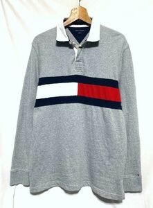 ★ TOMMY HILFIGER トミーヒルヒィガー　フラッグカラー ラガーシャツ グレー L