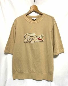 ★美品　LACOSTE ラコステ　ビッククロック 半袖クルーネック 裏毛スウェット カーキベージュ FR4 M