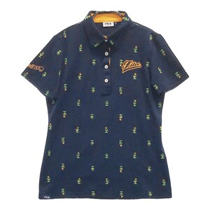 FILA GOLF フィラゴルフ 半袖ポロシャツ 総柄 ネイビー系 L [240001917640] ゴルフウェア レディース