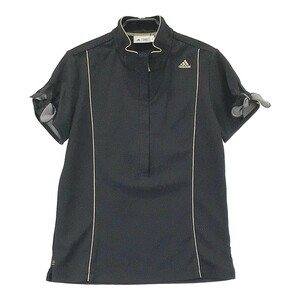 ADIDAS GOLF アディダスゴルフ ハーフジップ 半袖Tシャツ ドット柄 ブラック系 S [240001919560] ゴルフウェア レディース