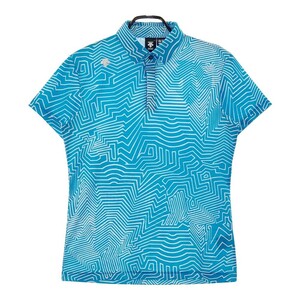 DESCENTE GOLF デサントゴルフ 半袖ポロシャツ 総柄 ブルー系 M [240101123522] ゴルフウェア メンズ