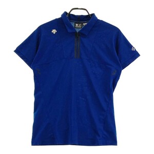DESCENTE GOLF デサントゴルフ ハーフジップ半袖ポロシャツ ブルー系 M [240101090856] ゴルフウェア メンズ