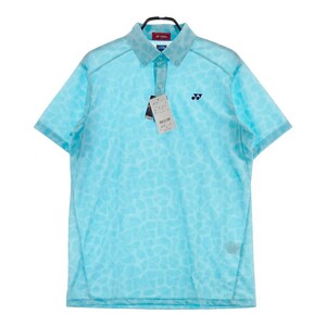 【新品】YONEX ヨネックス 半袖ポロシャツ ジラフ柄 ブルー系 LL [240101094020] ゴルフウェア メンズ