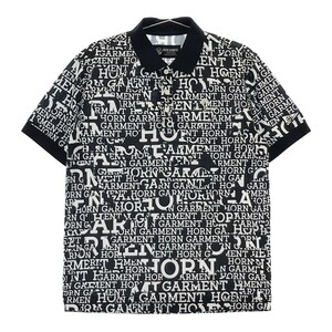 HORN GMT ホーン ガーメント 2022年モデル 半袖ポロシャツ ロゴ 総柄 ネイビー系 46 [240101126445] ゴルフウェア メンズ
