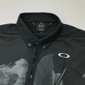 OAKLEY オークリー 2022年モデル 半袖ポロシャツ スカル刺繍 花 ブラック系 L [240101104574] ゴルフウェア メンズの画像3
