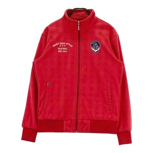 FILA GOLF フィラゴルフ IK4AM227D 裏起毛 ジップジャケット チェック柄 レッド系 L [240101128426] ゴルフウェア メンズ