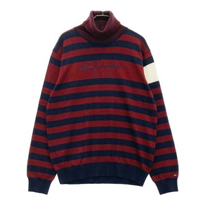 TOMMY HILFIGER GOLF トミー ヒルフィガーゴルフ タートルネック ニットセーター ボーダー柄 ネイビー系 L [240101128594] ゴルフウェア