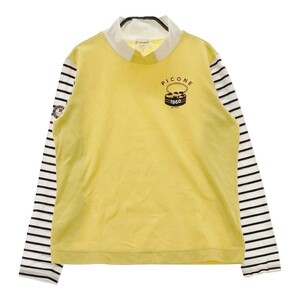 【1円】PICONE CLUB ピッコーネクラブ ハイネック 長袖Tシャツ 袖ボーダー柄 イエロー系 1 [240101122612]