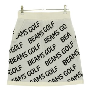 【新品】BEAMS GOLF ビームスゴルフ 裏地付 ニットスカート ロゴ総柄 ホワイト系 S [240101132456] ゴルフウェア レディース