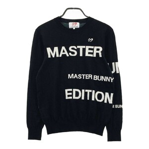 MASTER BUNNY EDITION マスターバニーエディション ウール混 ニットセーター ビックロゴ ブラック系 4 [240101136731] ゴルフウェア