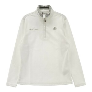 BLACK&WHITE ブラックアンドホワイト 長袖ハーフジップTシャツ 総柄 ホワイト系 M [240001972807] ゴルフウェア レディース