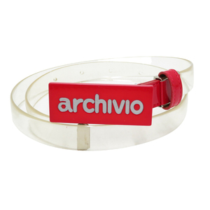 ARCHIVIOaruchibio Logo plate прозрачный ремень оттенок красного [240101001837] Golf одежда 