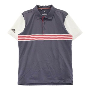 ADIDAS GOLF アディダスゴルフ 半袖ポロシャツ ボーダー柄 パープル系 M [240001974889] ゴルフウェア メンズ